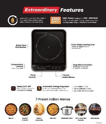 Picture of Panasonic KY-A112AKFD -Induction Cooker 2100W , Automatic Voltage Regulator and Safety Cut Off, Up to 8 Hours Cooking Time, 7 Preset Menus and Wider Cooking Area