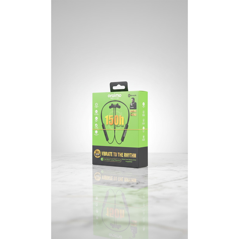 Picture of oraimo Buds Wireless 3 Neckband - 150 Hours Playtime Bluetooth 5.3 Earphones - HavyBass&trade; Deep Bass Wireless Headphones - Dual Device Connection &amp; Call Vibration Alert - Magnetic On/Off Sports Headset