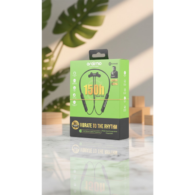 Picture of oraimo Buds Wireless 3 Neckband - 150 Hours Playtime Bluetooth 5.3 Earphones - HavyBass&trade; Deep Bass Wireless Headphones - Dual Device Connection &amp; Call Vibration Alert - Magnetic On/Off Sports Headset