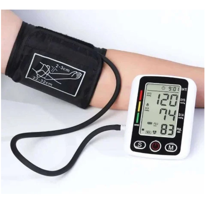Picture of Digital Blood Pressure Monitor with English Voice Broadcast - Automatic Upper Arm BP Machine with Large LED Backlight Display & Heart Rate Detection - Rechargeable BP Checker for Home Use
