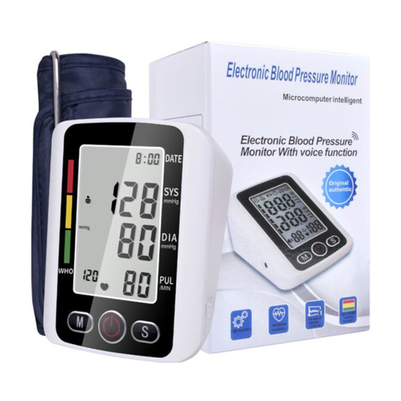 Picture of Digital Blood Pressure Monitor with English Voice Broadcast - Automatic Upper Arm BP Machine with Large LED Backlight Display & Heart Rate Detection - Rechargeable BP Checker for Home Use