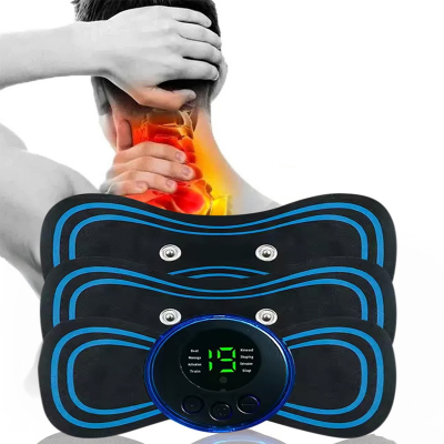 Picture of EMS Mini Body Massager with 3 Replacement Pads - Electric Butterfly Muscle Stimulator for Neck, Back & Shoulder Pain Relief - ইএমএস বডি মাসাজার