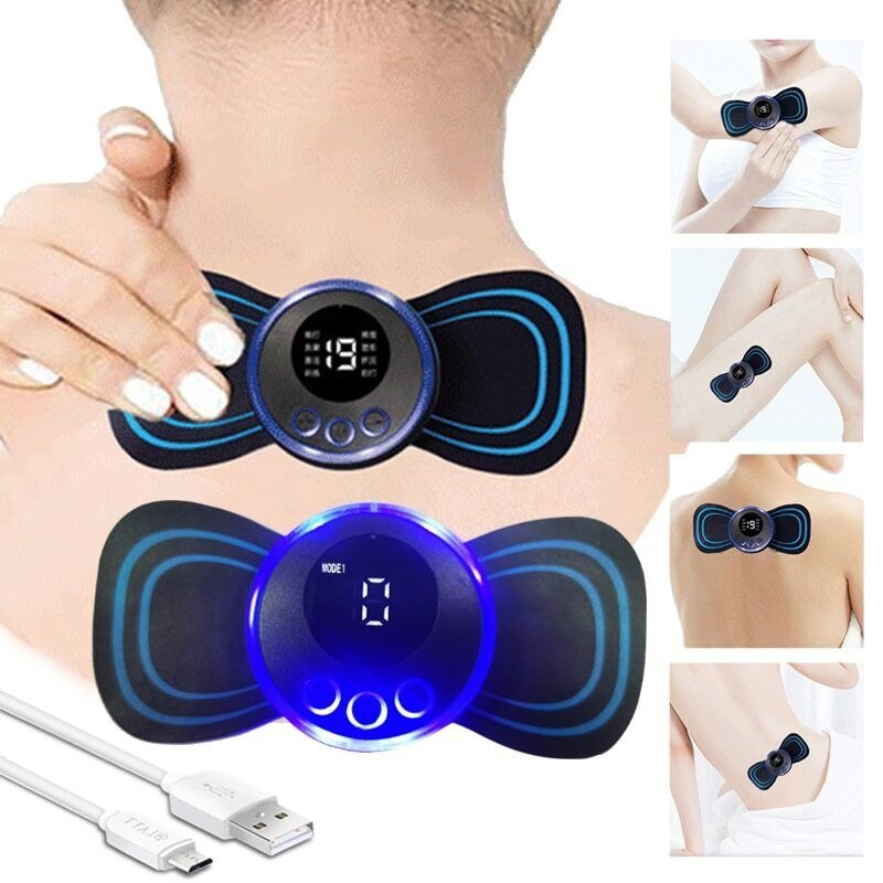 Picture of EMS Mini Body Massager with 3 Replacement Pads - Electric Butterfly Muscle Stimulator for Neck, Back & Shoulder Pain Relief - ইএমএস বডি মাসাজার