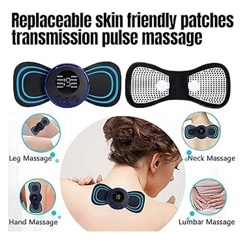 Picture of EMS Mini Body Massager with 3 Replacement Pads - Electric Butterfly Muscle Stimulator for Neck, Back & Shoulder Pain Relief - ইএমএস বডি মাসাজার