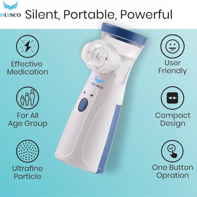 Picture of Portable Mesh Nebulizer Handheld Inhaler - Silent Ultrasonic Machine for Kids & Adults - High Nebulization Rate for Breathing Problems - নেবুলাইজার মেশিন