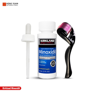 Picture of Kirkland Minoxidil 5% Topical Solution Extra Strength Hair Regrowth Treatment for Men Hair & Beard Drop + Derma Roller Free - (1 month supply) - MNXMC
