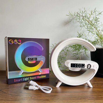 Picture of G63 Bluetooth Speaker Colorful Lights Clock Wireless Charging Multifunctional Bluetooth Speaker Colorful Atmosphere Alarm Clock - G63SP