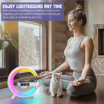 Picture of G63 Bluetooth Speaker Colorful Lights Clock Wireless Charging Multifunctional Bluetooth Speaker Colorful Atmosphere Alarm Clock - G63SP