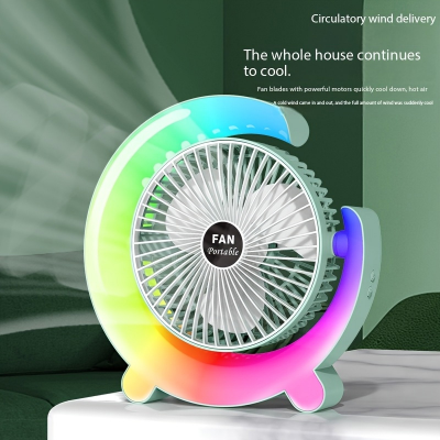 Picture of Portable 6″ Mini Table Fan AC DC Rechargeable Battery Operated Fan with LED Light  + TYPE C Battery Rechargeable Table Fan