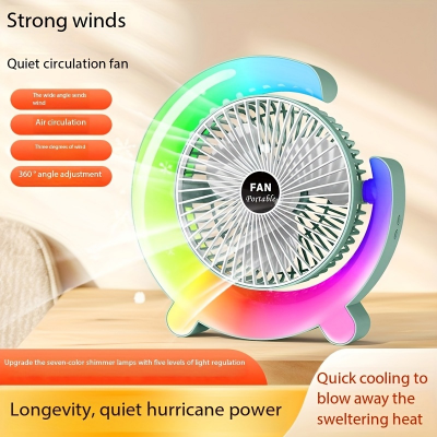 Picture of Portable 6″ Mini Table Fan AC DC Rechargeable Battery Operated Fan with LED Light  + TYPE C Battery Rechargeable Table Fan