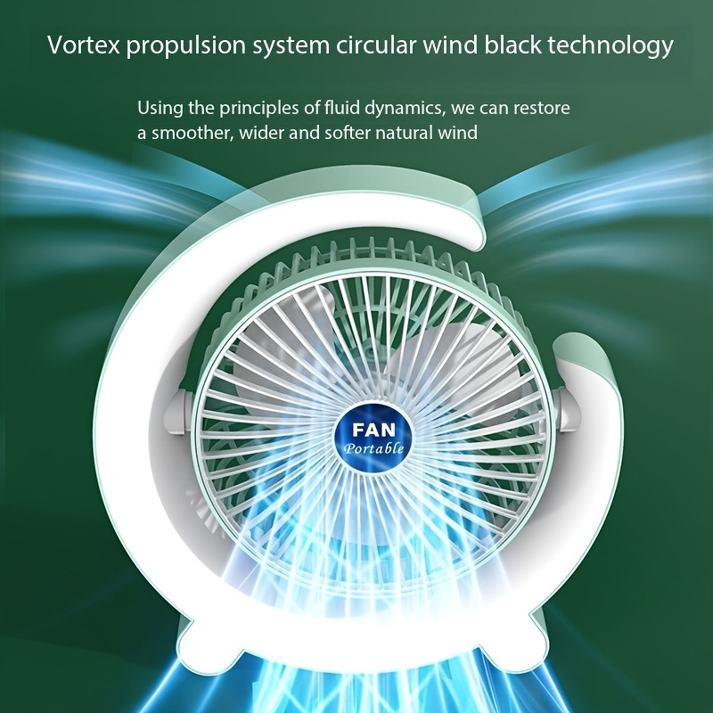 Picture of Portable 6″ Mini Table Fan AC DC Rechargeable Battery Operated Fan with LED Light  + TYPE C Battery Rechargeable Table Fan