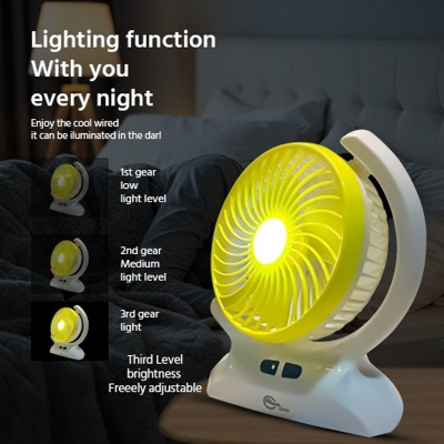 Picture of Portable 6″ Mini Table Fan AC DC Rechargeable Battery Operated Fan with LED Light  + TYPE C Battery Rechargeable Table Fan