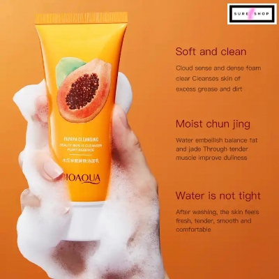 Picture of BIOAQUA Papaya Moisturizing Shrink Pore Face Wash Foam Facial Cleanser -100g