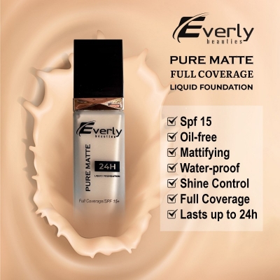 Picture of Everly Beauties Foundation Pure Matte Full Coverage Liquid Foundation with Spf 15+