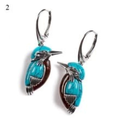 Picture of Unique Little Bird Drop Long Hanging Hummingbird Earrings For Women