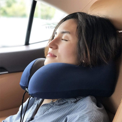 Picture of Travel Pillow Breathable Comfortable Memory Foam Pillow Easy to Carry Neck Pillow with Phone Holder