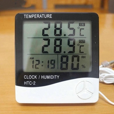 Picture of HTC-2 Digital Indoor/Outdoor Thermo-hygrometer Temperature Humidity Meter with Time/Clock Home & Industrial Room Temperature