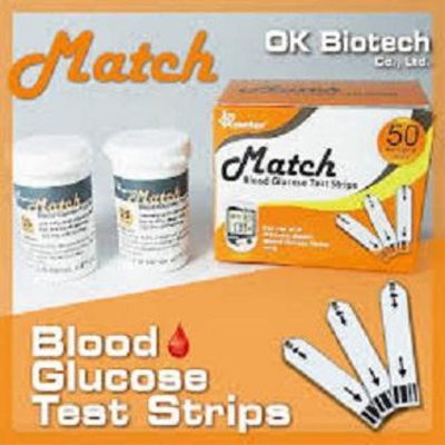 Picture of Match (OK METER) Blood Glucose Test Strips. (50 Strips