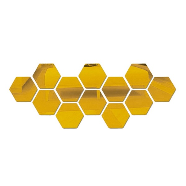 Picture of 12 Pcs Hexagonal Acrylic Mirror Wall Stickers | Self Adhesive DIY 3D Wall Decor for Home, Bedroom & Living Room