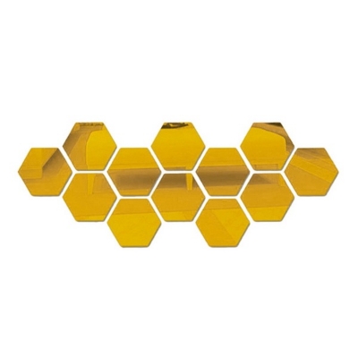 Picture of 12 Pcs Hexagonal Acrylic Mirror Wall Stickers | Self Adhesive DIY 3D Wall Decor for Home, Bedroom & Living Room
