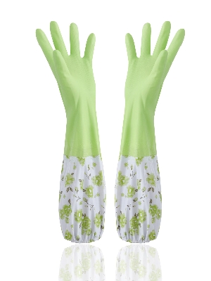 Picture of Multicolor Silicone Kitchen Hand Gloves Dish Washing Cleaning Pair
