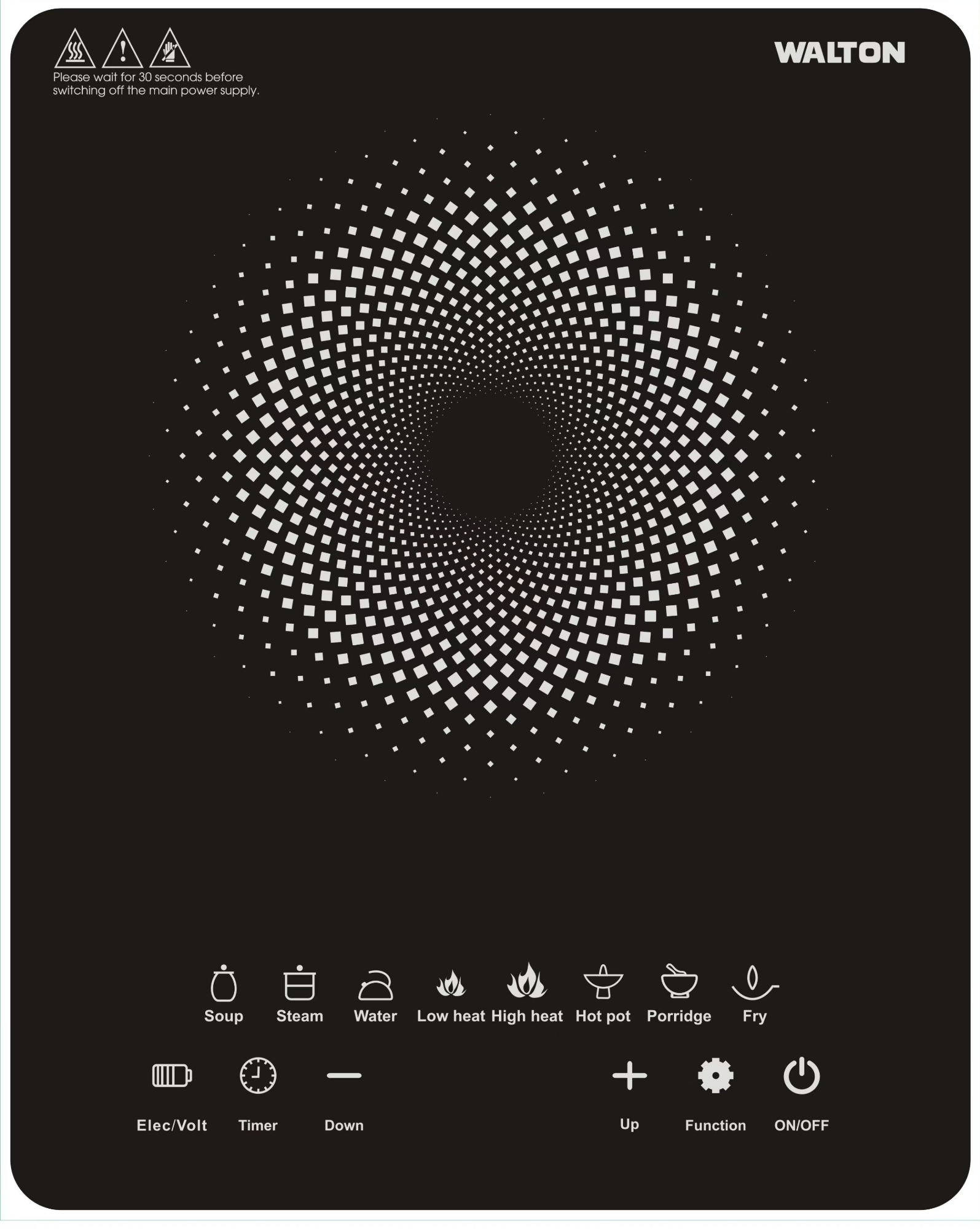 Picture of Walton WI-COOK MASTER Induction Cooker - 2000W, Multiple temperature sensor technology, Multi intelligent cooking system and Auto Safety Shut off