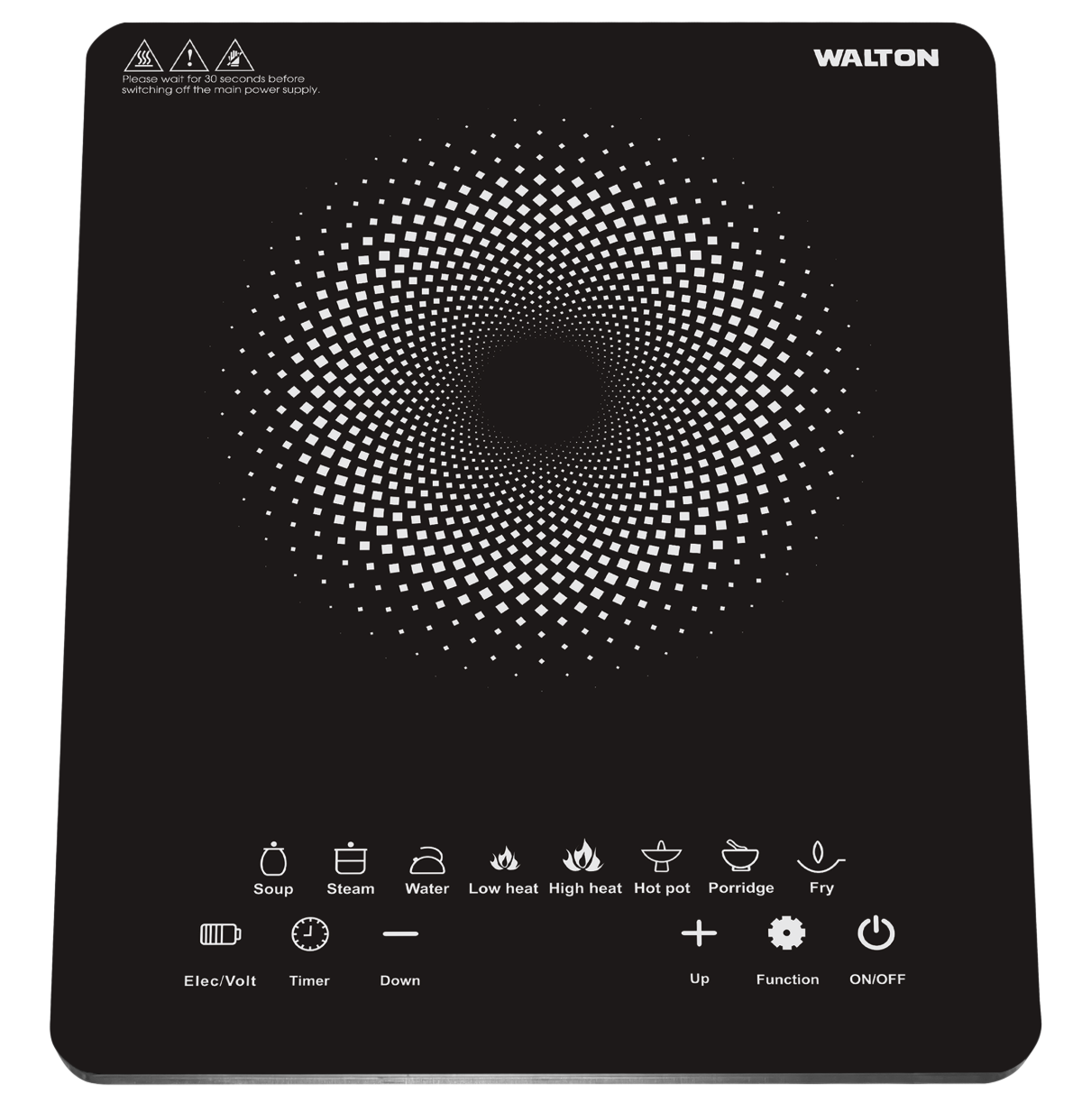 Picture of Walton WI-COOK MASTER Induction Cooker - 2000W, Multiple temperature sensor technology, Multi intelligent cooking system and Auto Safety Shut off