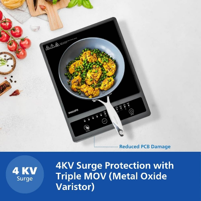 Picture of Philips HD4944 Induction Cooker 1000-Series – 1500W| Designed for fast, Energy-efficient, and safe cooking, 8 Preset Cooking Menus, Advanced Heating Technology