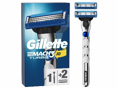 Picture of Gillette Mach3 Turbo Razor with 2 Blade Refills for Close and Long-Lasting Shave