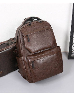 Picture of Style PU Leather Fashion Mens Backpack - Dark Brown