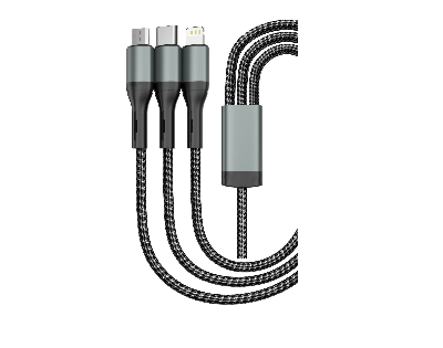 Picture of Proton Fast Charging-USB Cable-Spark- 3 IN 1 Nylon Braided  USB 3in1 Cable 