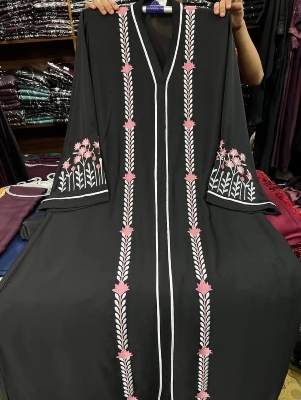 Picture of dobai cherry fabric borka embroidery work new design always use and comfortable degin