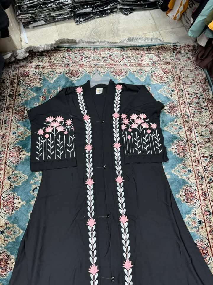 Picture of dobai cherry fabric borka embroidery work new design always use and comfortable degin