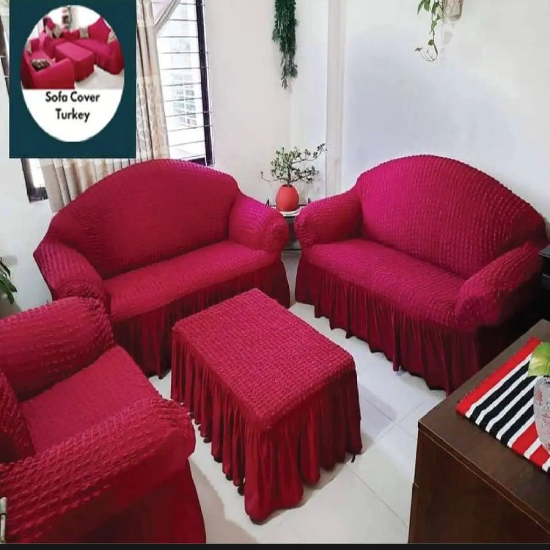 Picture of 2+2+1 seater turkish spandex elastic sofa cover maron colour
