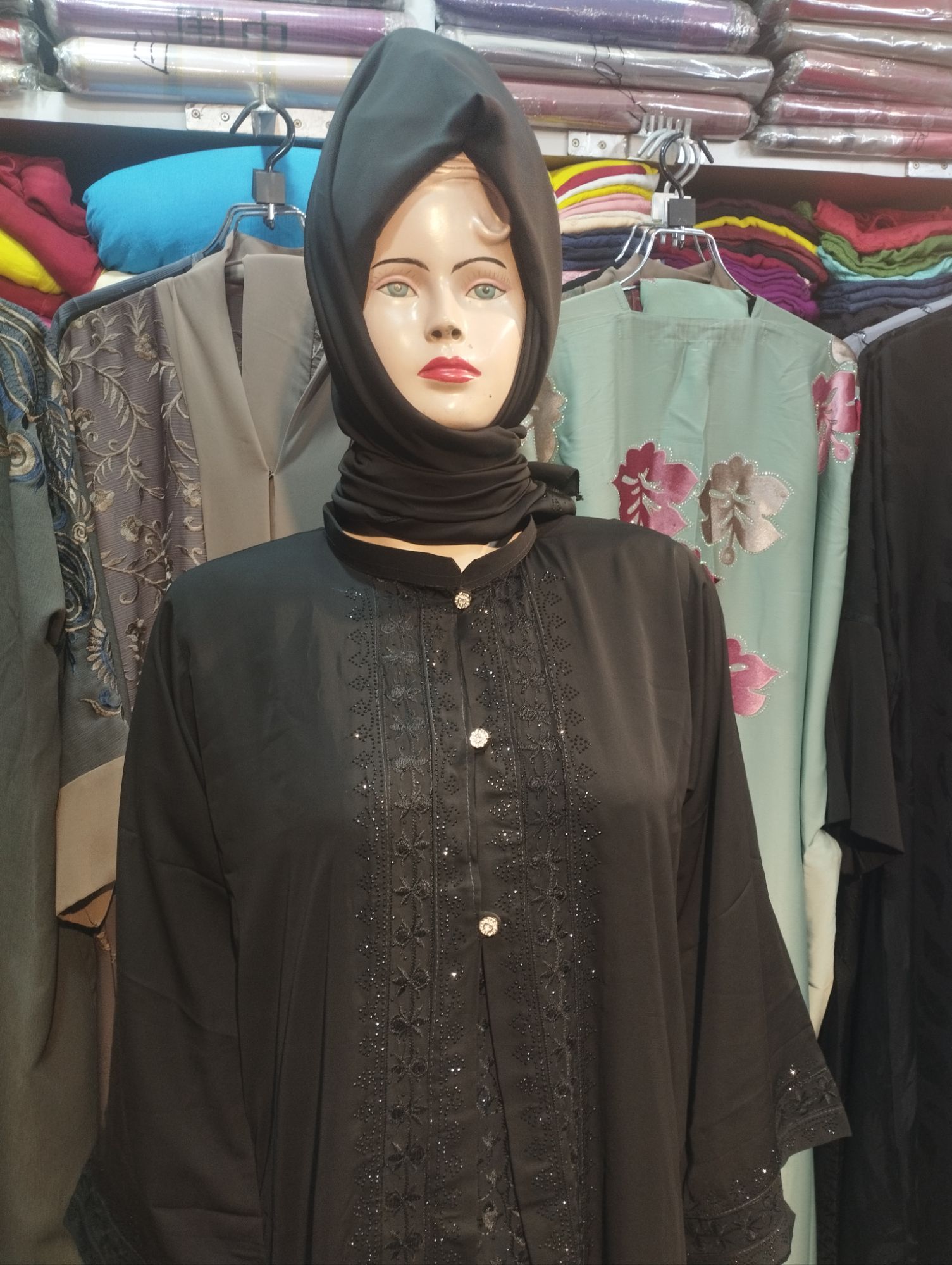 Picture of Dobai cerry 2 pat party borka higab shoho 3 pc fool set