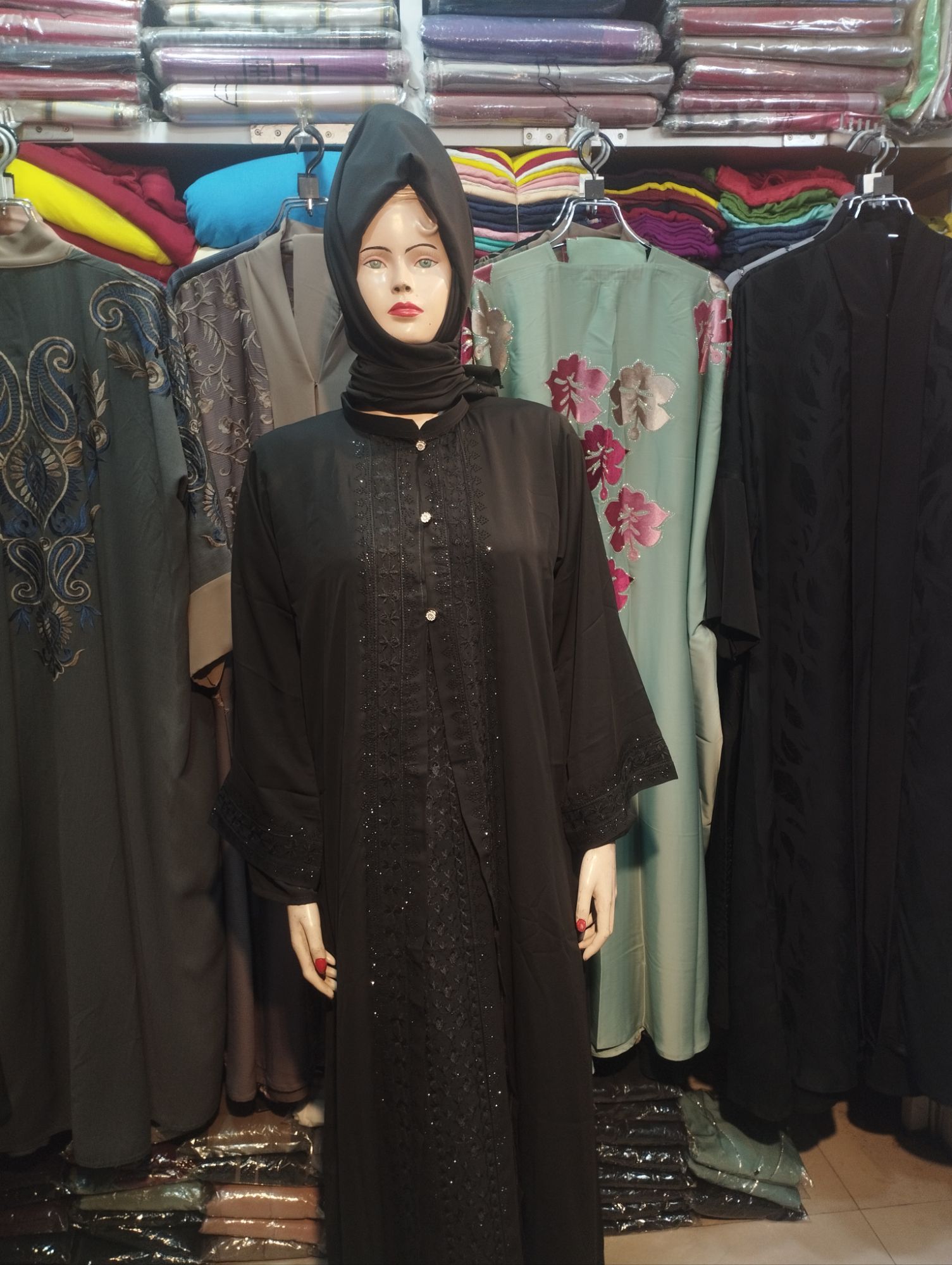 Picture of Dobai cerry 2 pat party borka higab shoho 3 pc fool set