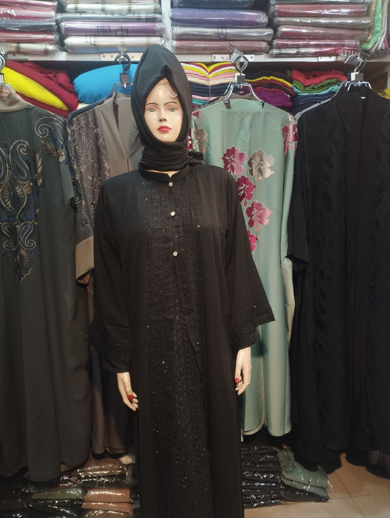 Picture of Dobai cerry 2 pat party borka higab shoho 3 pc fool set