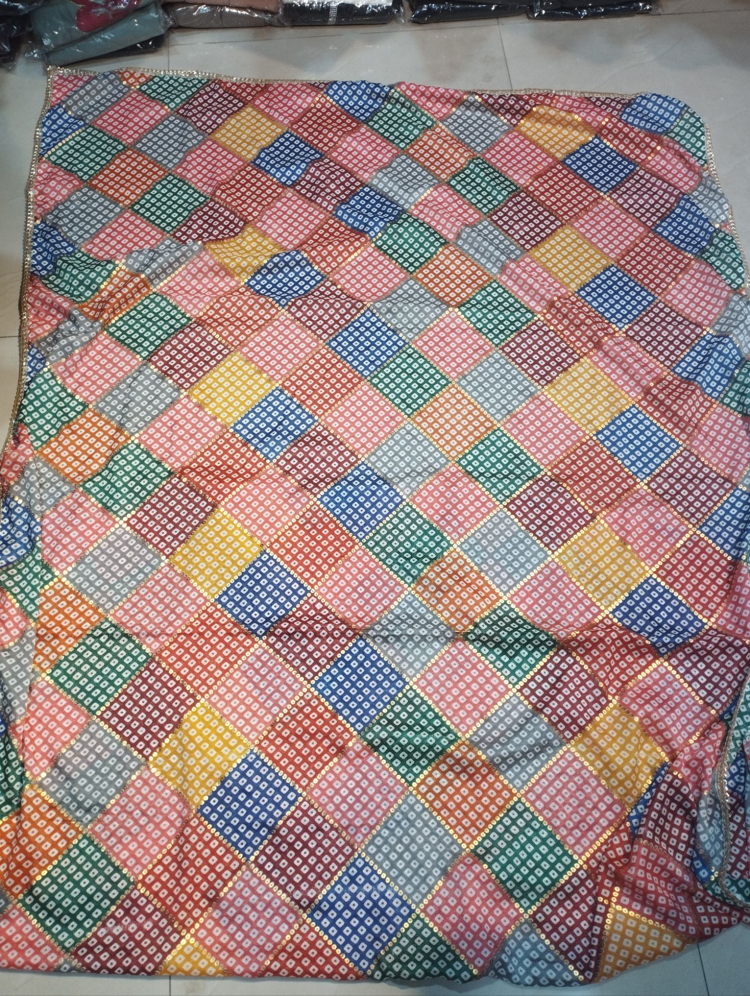 Picture of new design Indian silk multicolor orna for women dupatta