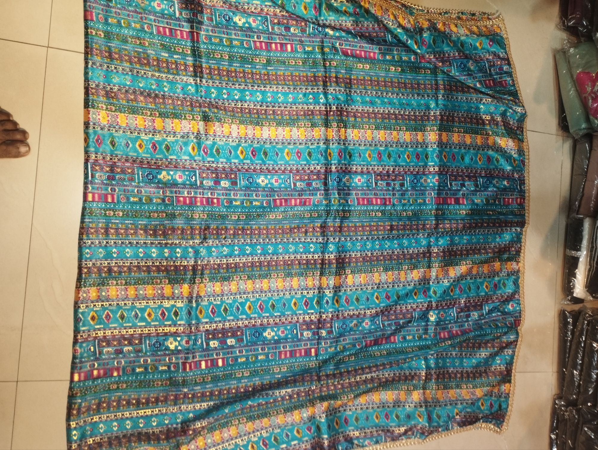 Picture of new design Indian silk multicolor orna for women dupatta