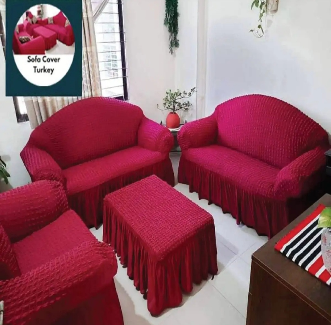 Picture of 2+2+1 seater turkish spandex elastic sofa cover maron colour
