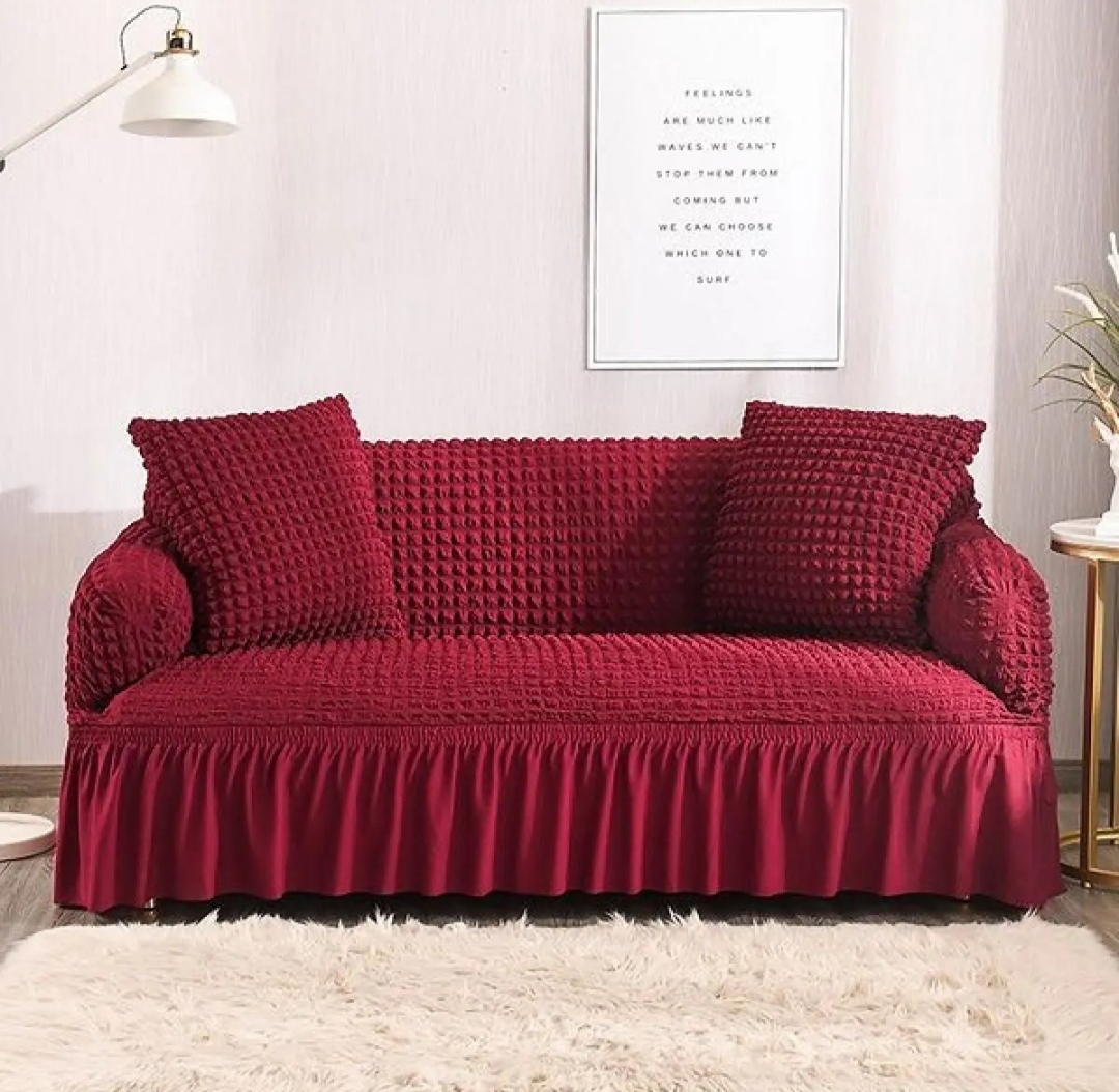 Picture of 3 seater turkish spandex elastic sofa cover maron colour