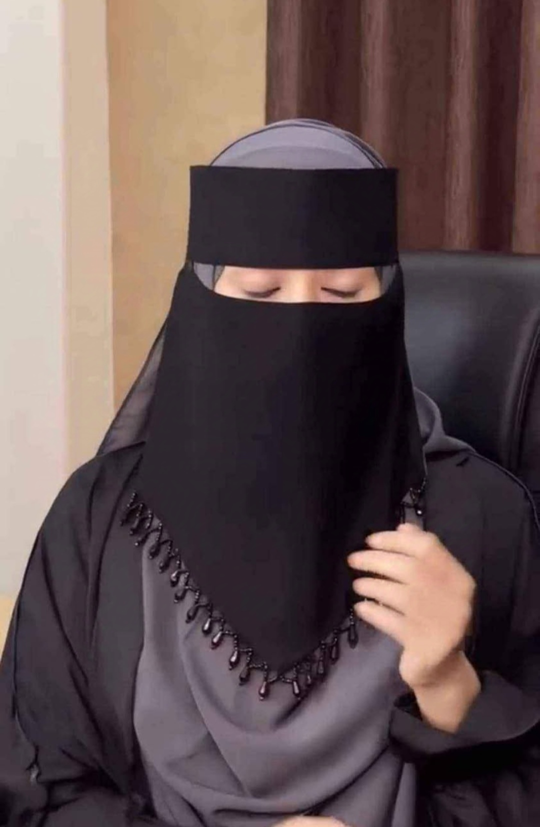 Picture of Muslim Women's New Design Nekab Coverage Scarf for Modesty And Privacy Headwear in Neutral Colors