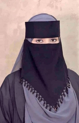 Picture of Muslim Women's New Design Nekab Coverage Scarf for Modesty And Privacy Headwear in Neutral Colors
