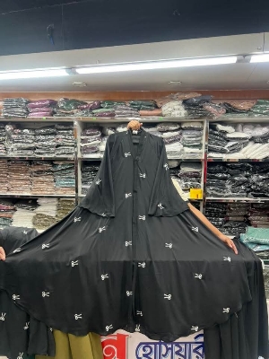 Picture of Cerry Embroidery Borqa Dobai Style Women's Traditional Costume with V-neck Long Sleeve And Full-length Skirt