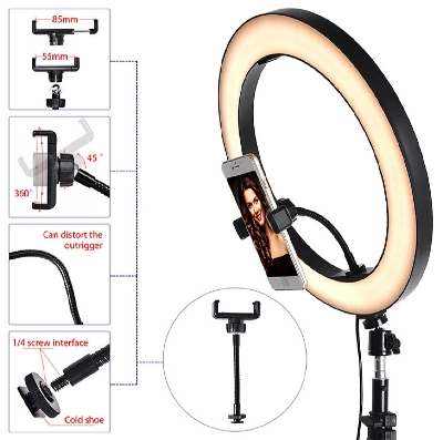Picture of 14 incs ring light with stand -enhance your lighting setup and perfect shots with adjustable brightness and stability