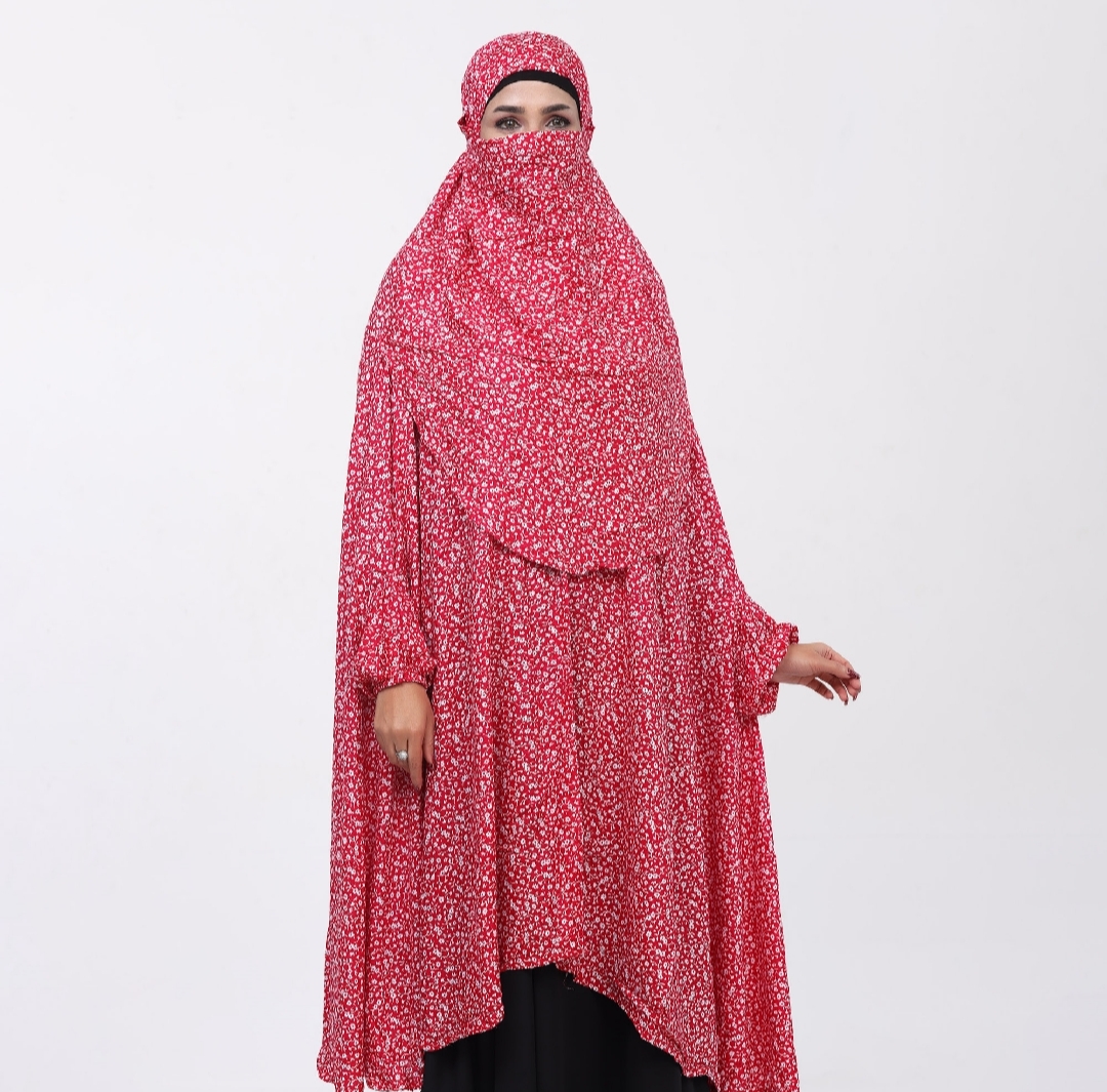 Picture of Nikkah Khimar Hijab for Muslim Women Full Coverage Headscarf Face Veil Modesty Clothing in Solid Color