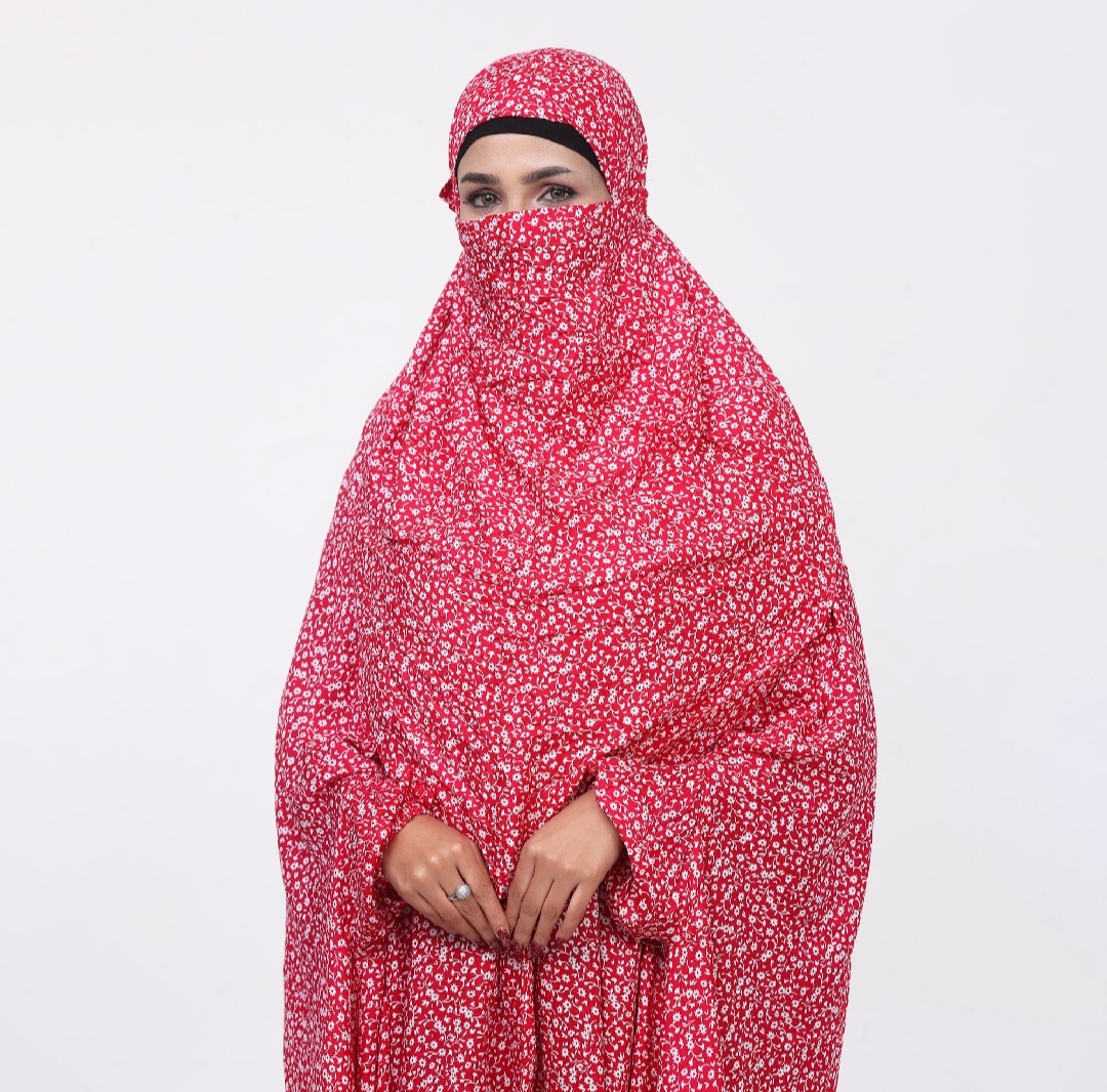 Picture of Nikkah Khimar Hijab for Muslim Women Full Coverage Headscarf Face Veil Modesty Clothing in Solid Color