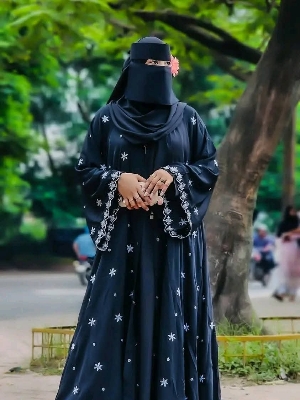 Picture of Abaya borka (Star Borka) With (Koti+Inner+Belt+Hijab) Dubai Charry Georget Stylish Embroidery Work Party Borka For Women