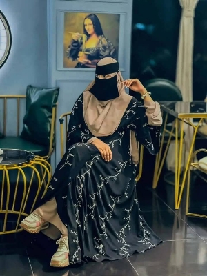 Picture of Burqa dobai cerry embroidery 220+ ger borqa for women