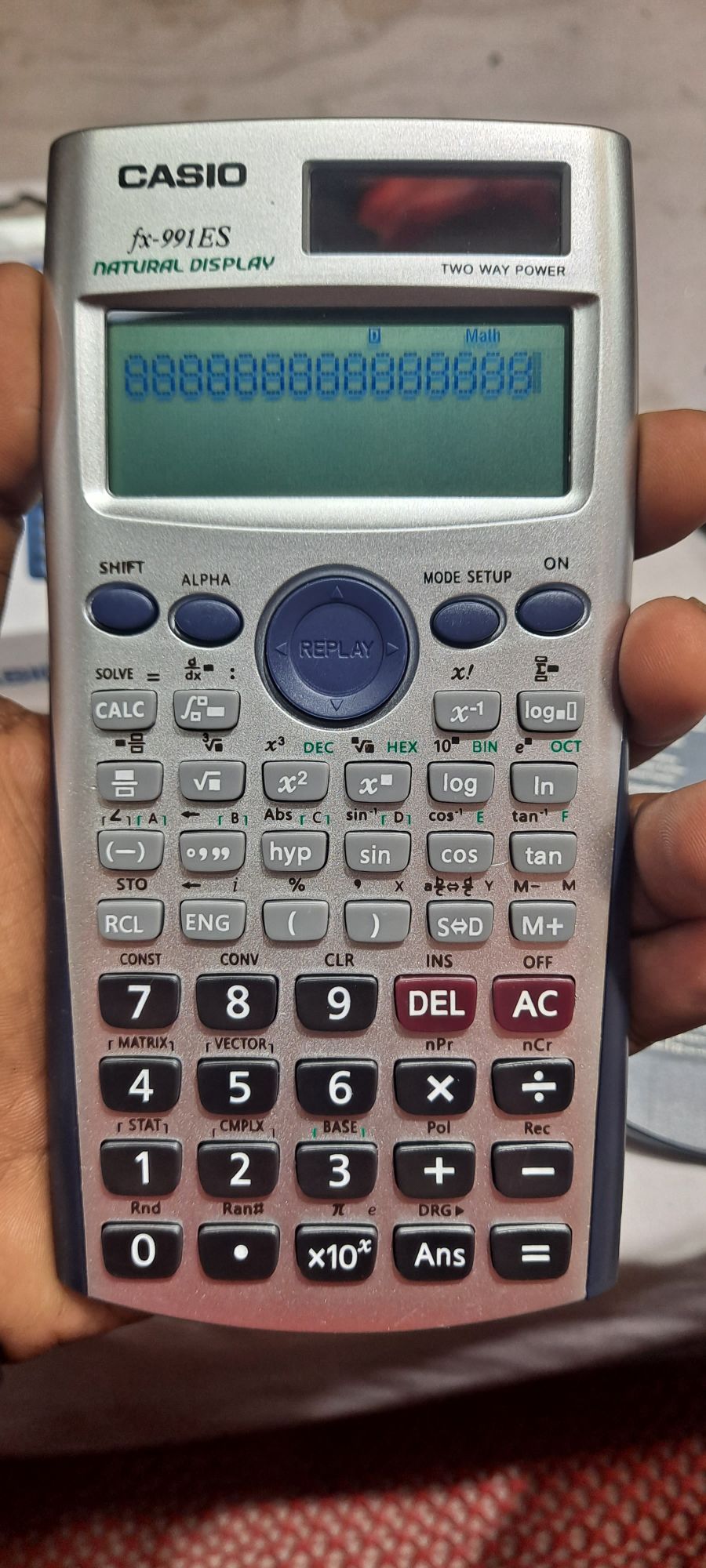 Picture of Fx 991 es calculator, 991es,991es calculator, Best Quality Scientific calculator for Students, solar and Battery, Silver.